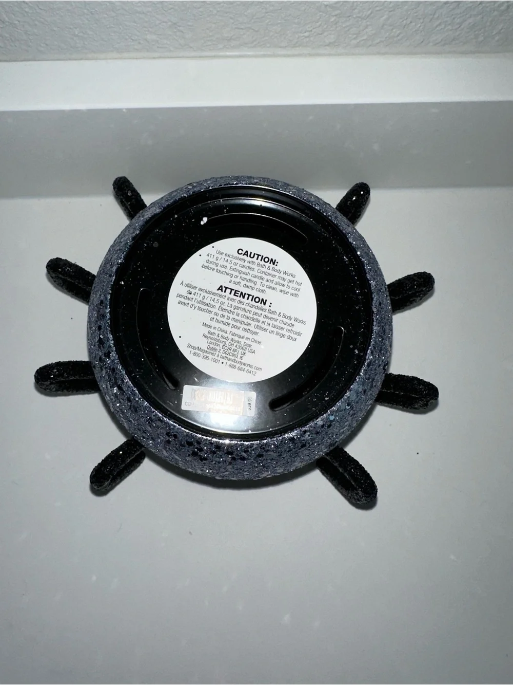 Bath & Body Works Halloween 2025 glitter spider 3 wick candle holder decor